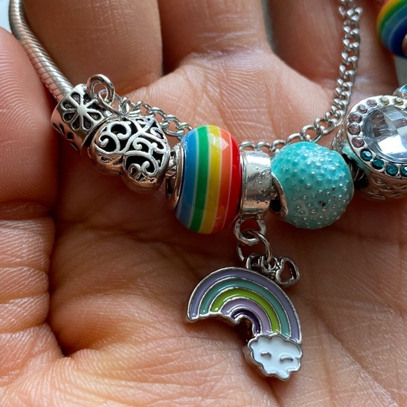 Pandora Snake Bracelet with Colorful Fantasy Love Rainbow Charms Jewelry EUC - Picture 5 of 14